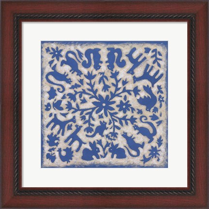 Framed Folk Story in Blue Print