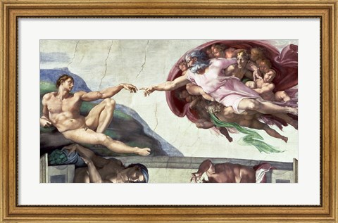 Framed Sistine Chapel Ceiling (1508-12): The Creation of Adam, 1511-12 Print