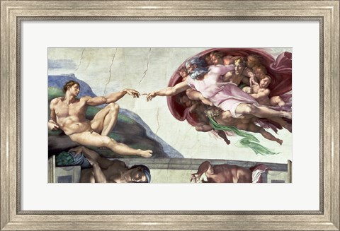 Framed Sistine Chapel Ceiling (1508-12): The Creation of Adam, 1511-12 Print