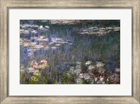 Framed Waterlilies: Green Reflections, 1914-18 (left section) Print