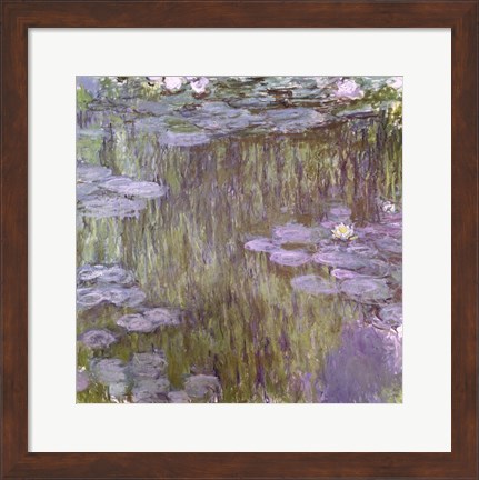 Framed Nympheas at Giverny, 1918 Print