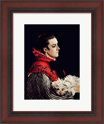 Framed Camille Monet (1847-79) in a Red Cape, 1866 Print