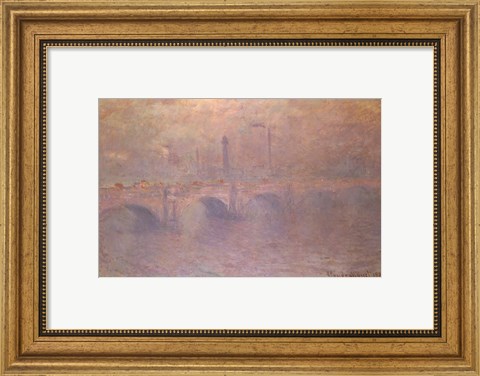 Framed Thames at London, Waterloo Bridge, 1903 Print