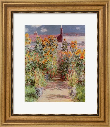 Framed Garden at Vetheuil, 1881 Print