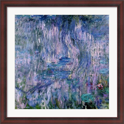 Framed Waterlilies and Reflections of a Willow Tree Print