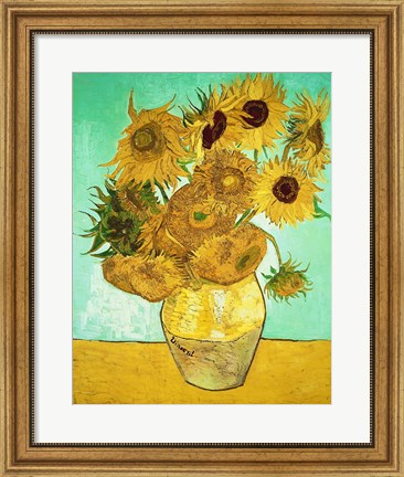 Framed Sunflowers, 1888 Print