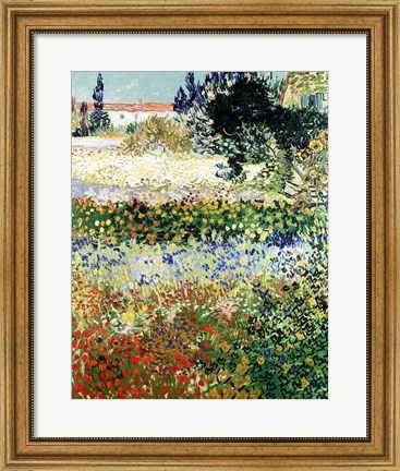 Framed Garden in Bloom, Arles, 1888 Print