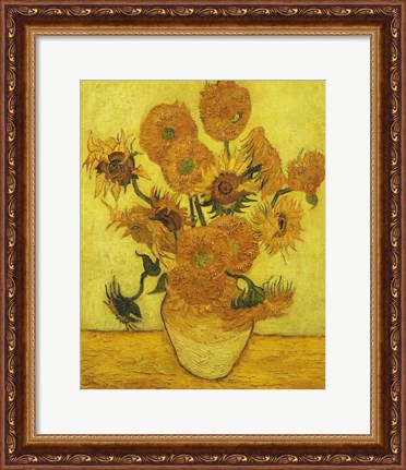 Framed Sunflowers, 1889 Print