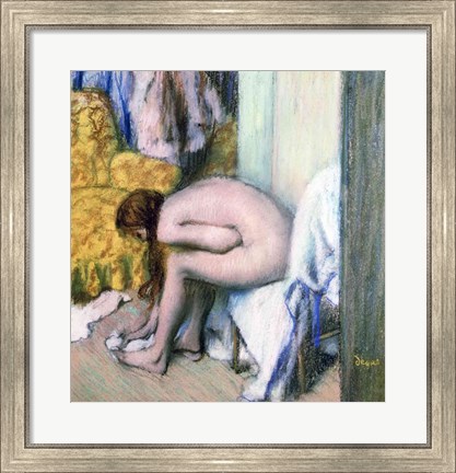 Framed After the Bath, Woman Drying her Left Foot, 1886 Print