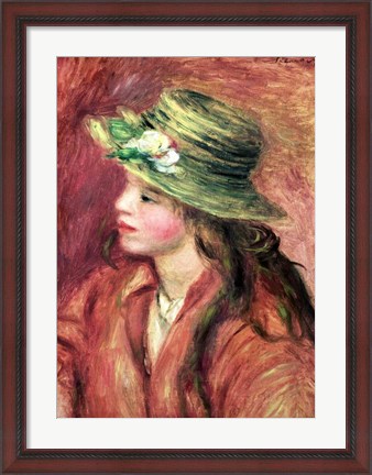 Framed Young Girl in a Straw Hat Print