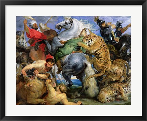 Framed Tiger Hunt Print