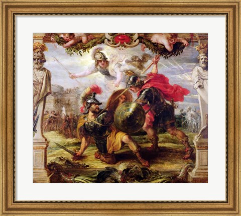 Framed Achilles Defeating Hector Print