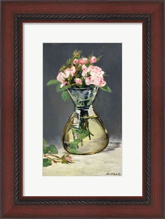 Framed Moss Roses in a Vase, 1882 Print