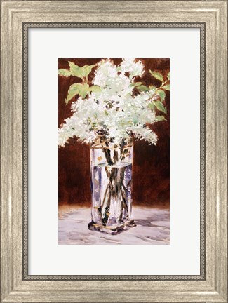 Framed White Lilac in a Crystal Vase, 1882 Print