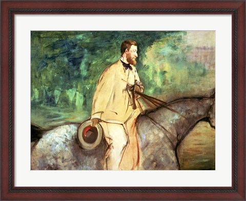 Framed Portrait of Gillaudin on a horse Print