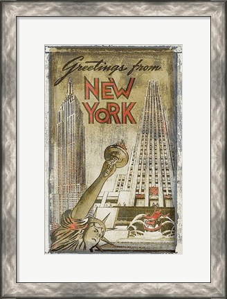 Framed Greetings from New York Print