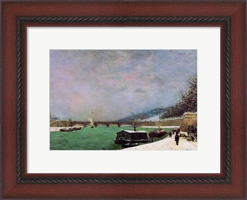 Framed Seine at the Pont d&#39;Iena, Winter, 1875 Print