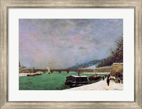 Framed Seine at the Pont d&#39;Iena, Winter, 1875 Print