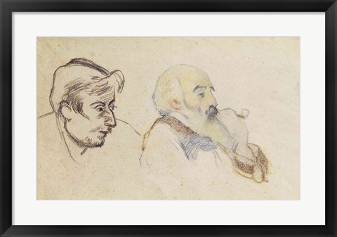 Framed Portrait of Pissarro by Gauguin and Portrait of Gauguin by Pissarro Print