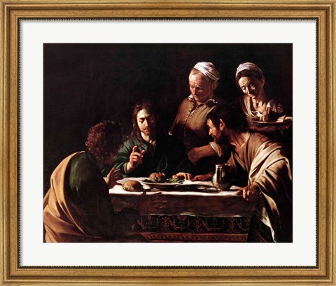 Framed Supper at Emmaus, 1606 Print