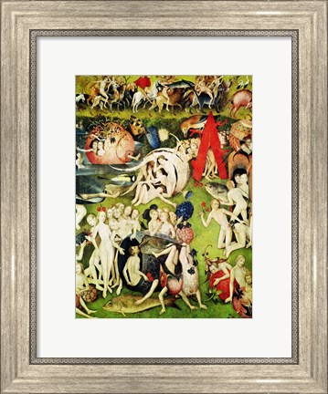 Framed Garden of Earthly Delights: Allegory of Luxury (vertical center panel detail) Print