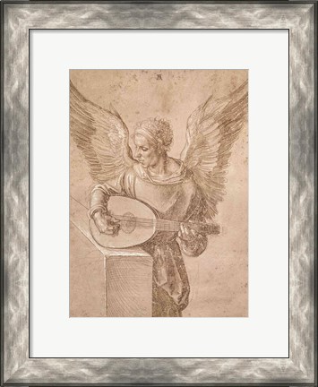 Framed Angel playing a lute, 1491 Print