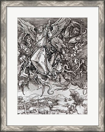 Framed St. Michael and the Dragon, from a Latin edition, 1511 Print