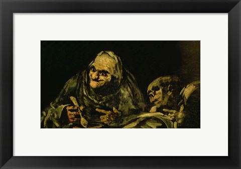 Framed Two Old Men Eating, one of the &#39;Black Paintings&#39; Print