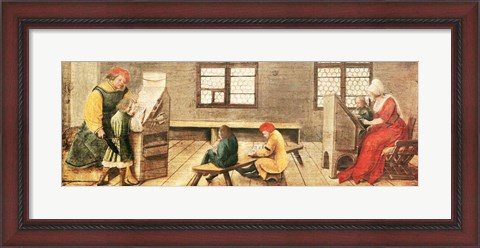 Framed School Teacher is Explaining the Meaning of a Letter to Illiterate Workers 1516 Print