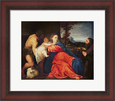 Framed Virgin and Infant with Saint John the Baptist and Donor Print