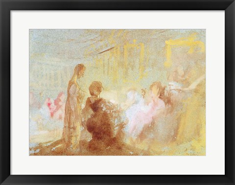 Framed Interior at Petworth House with people in conversation, 1830 Print