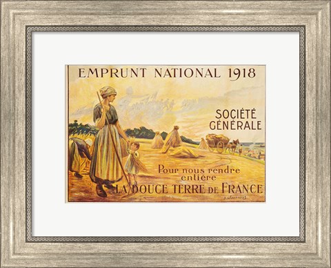 Framed Poster for the Loan for National Defence from the Societe Generale, 1918 Print