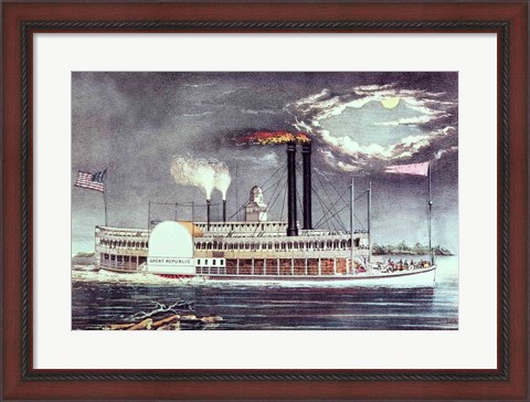 Framed Moonlight on the Mississippi Print