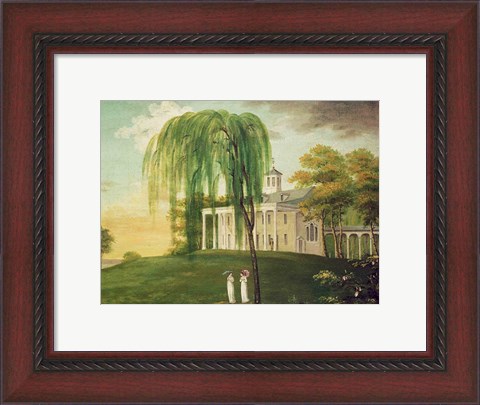 Framed President George Washington on the porch of his house at Mount Vernon Print