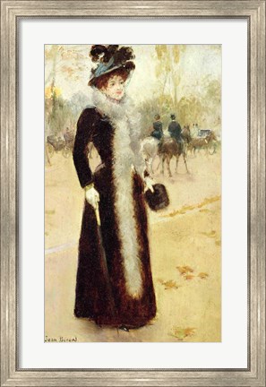 Framed Parisian Woman in the Bois de Boulogne Print