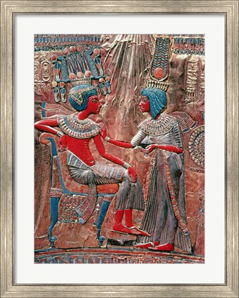 Framed back of the throne of Tutankhamun Print