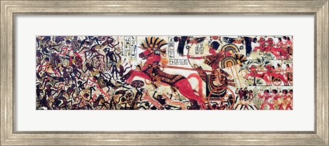 Framed Tutankhamun on his chariot attacking Africans Print