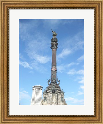 Framed Columbus Column Barcelona Print