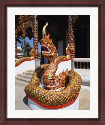 Framed Snake Statue, Naga Temple, Chiang Mai Province, Thailand Print