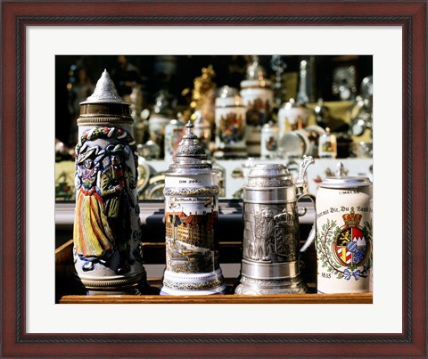 Framed Close-up of beer steins, Bavaria, Germany Print