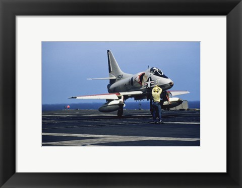 Framed U.S. Navy McDonnell Douglas A-4 Skyhawk Jet Fighter Print