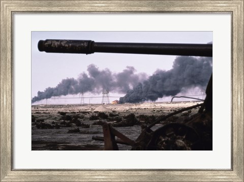 Framed Kuwait: An Oil Field Set  Ablaze Print