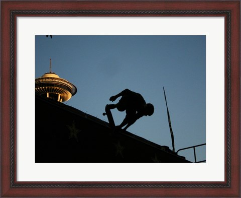 Framed Skateboarder About to Go Down a Halfpipe Print