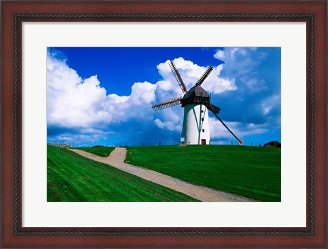 Framed Traditional windmill in a field, Skerries Mills Museum, Skerries, County Dublin, Ireland Print