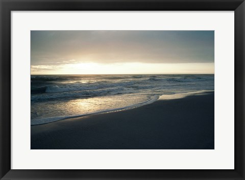 Framed Waves breaking on the beach at sunrise Print