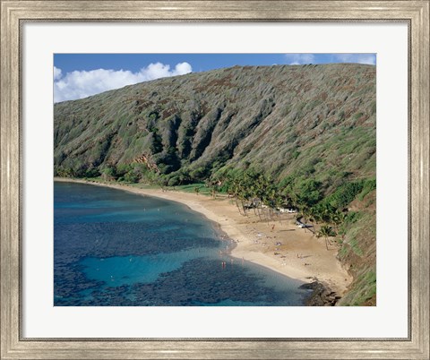 Framed High angle view of a bay, Hanauma Bay, Oahu, Hawaii, USA Landscape Print