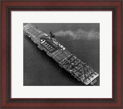 Framed High angle view of an aircraft carrier in the sea, USS Boxer (CV-21), 1951 Print