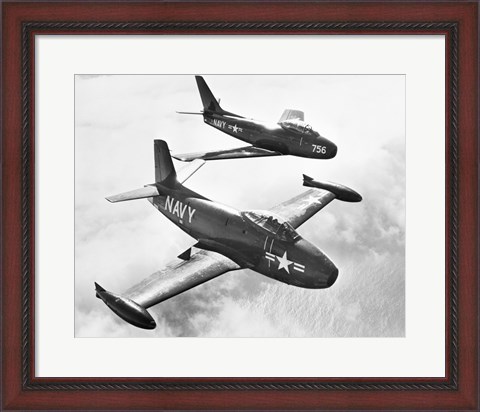 Framed High angle view of two fighter planes in flight Print