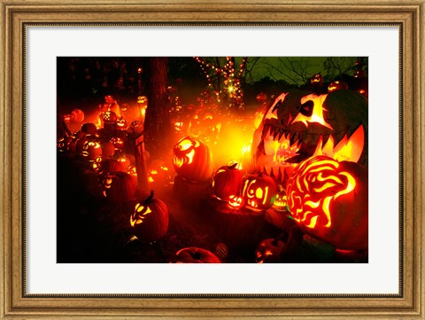 Framed Jack o&#39; lanterns lit up Roger Williams Park Zoo, RI Print