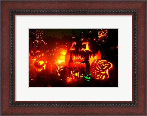 Framed Jack o&#39; lanterns lit at Roger Williams Park Zoo, Rhode Island, USA Print